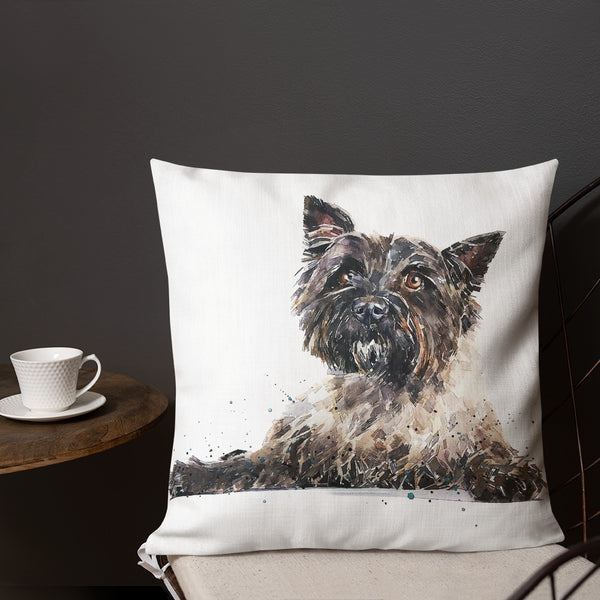 "Cairn Terrier (Version 2)" - Deluxe Premium Pillow/Cushion