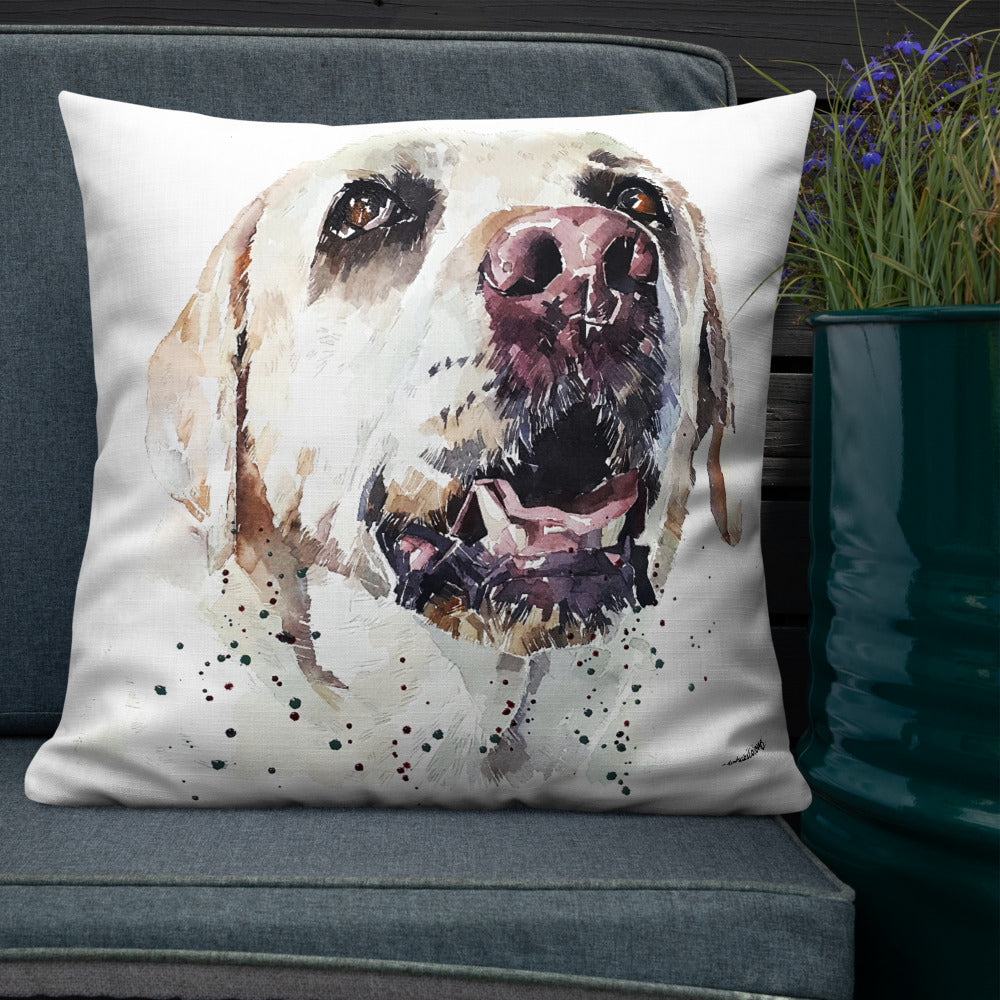 Yellow Labrador (Version 2) | Premium Pillow/Cushion | Edswatercolours