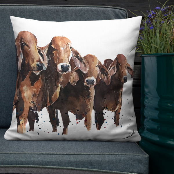 "Brahman Cattle (Version 1)" - Premium Pillow/Cushion
