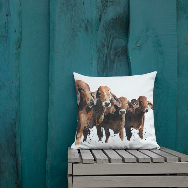 "Brahman Cattle (Version 1)" - Premium Pillow/Cushion