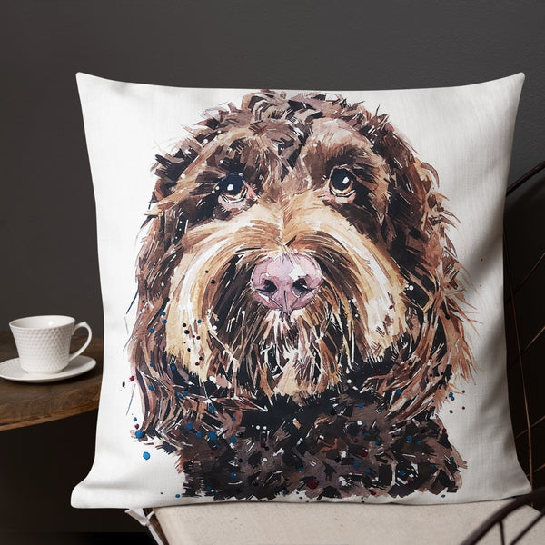 "Chocolate Cockapoo (Version 1)" - Premium Pillow/Cushion