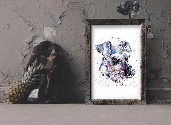 "Schnauzer: Staredown" - Watercolour Print