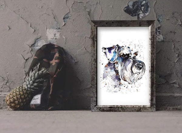 "Schnauzer: The Thinker" - Watercolour Print