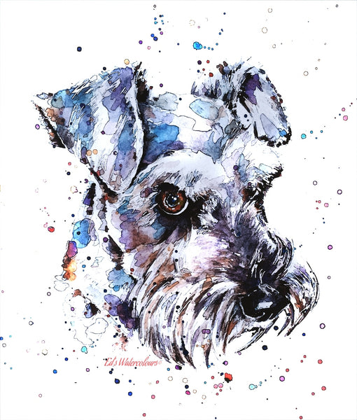 "Schnauzer: Staredown" - Watercolour Print