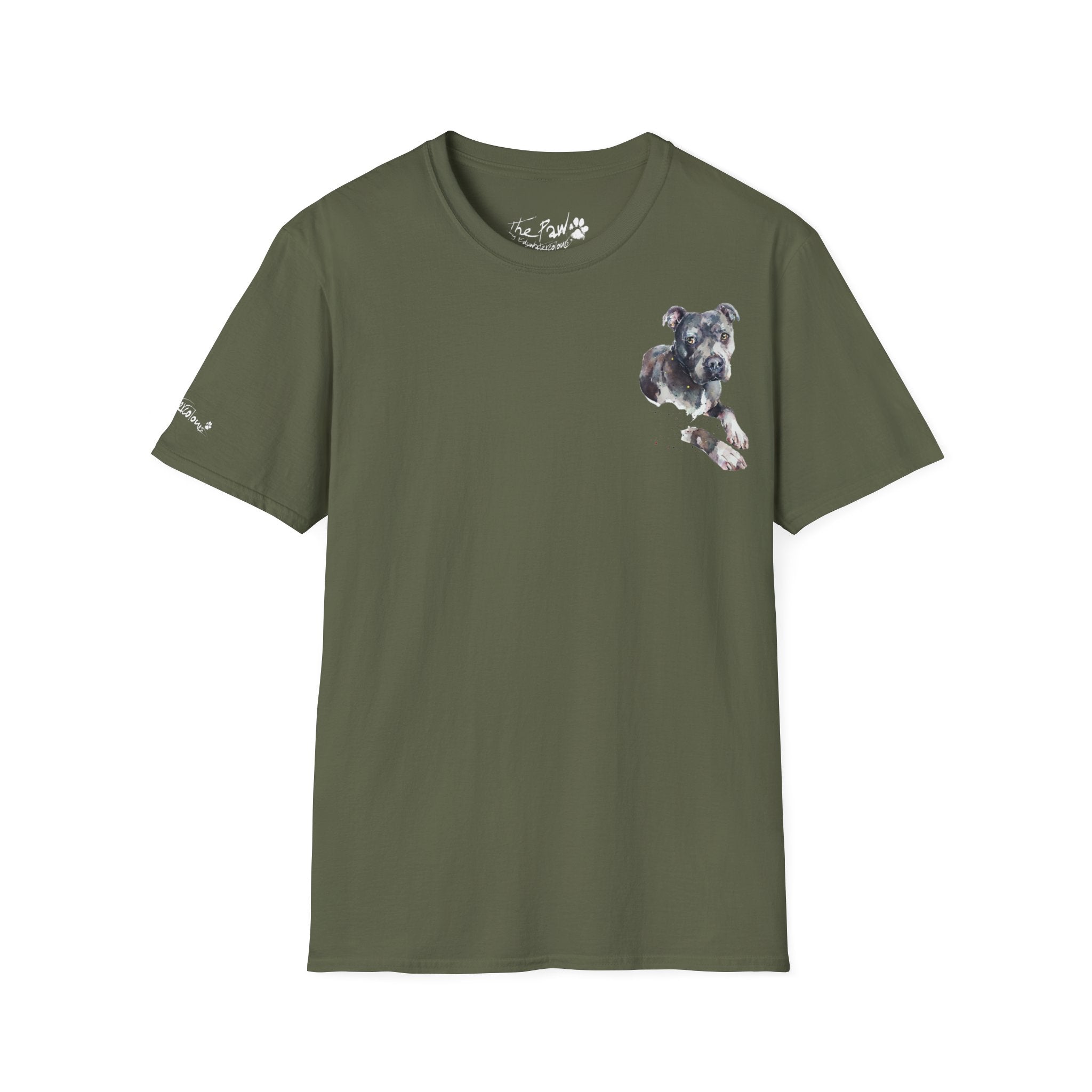 Staffordshire Bull Terrier Rustic Watercolour by Edswatercolours Unisex Softstyle T-Shirt