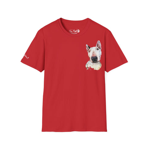 White Bull Terrier II Rustic Watercolour by Edswatercolours Unisex Softstyle T-Shirt