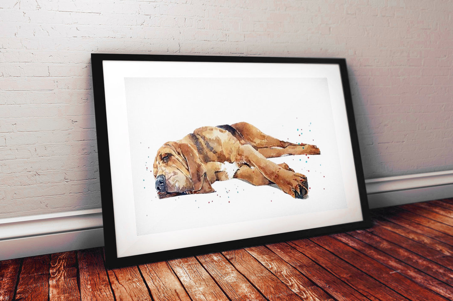 Bloodhound Passed Out | Dog Art Print | Edswatercolours