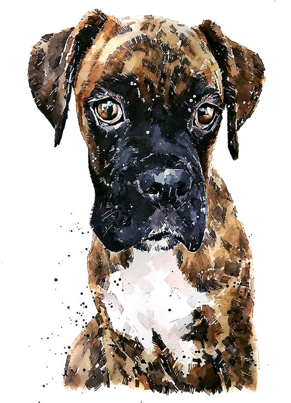 Brindle Boxer Pup | Original Watercolour | Dog Lover Gift | Edswatercolours