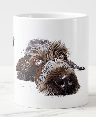 German Wirehaired Pointer RECLINED Ceramic Mug 15 oz- Wire pointer Coffee Mug ,GWP Mug,GWP Mug,GWP Cup
