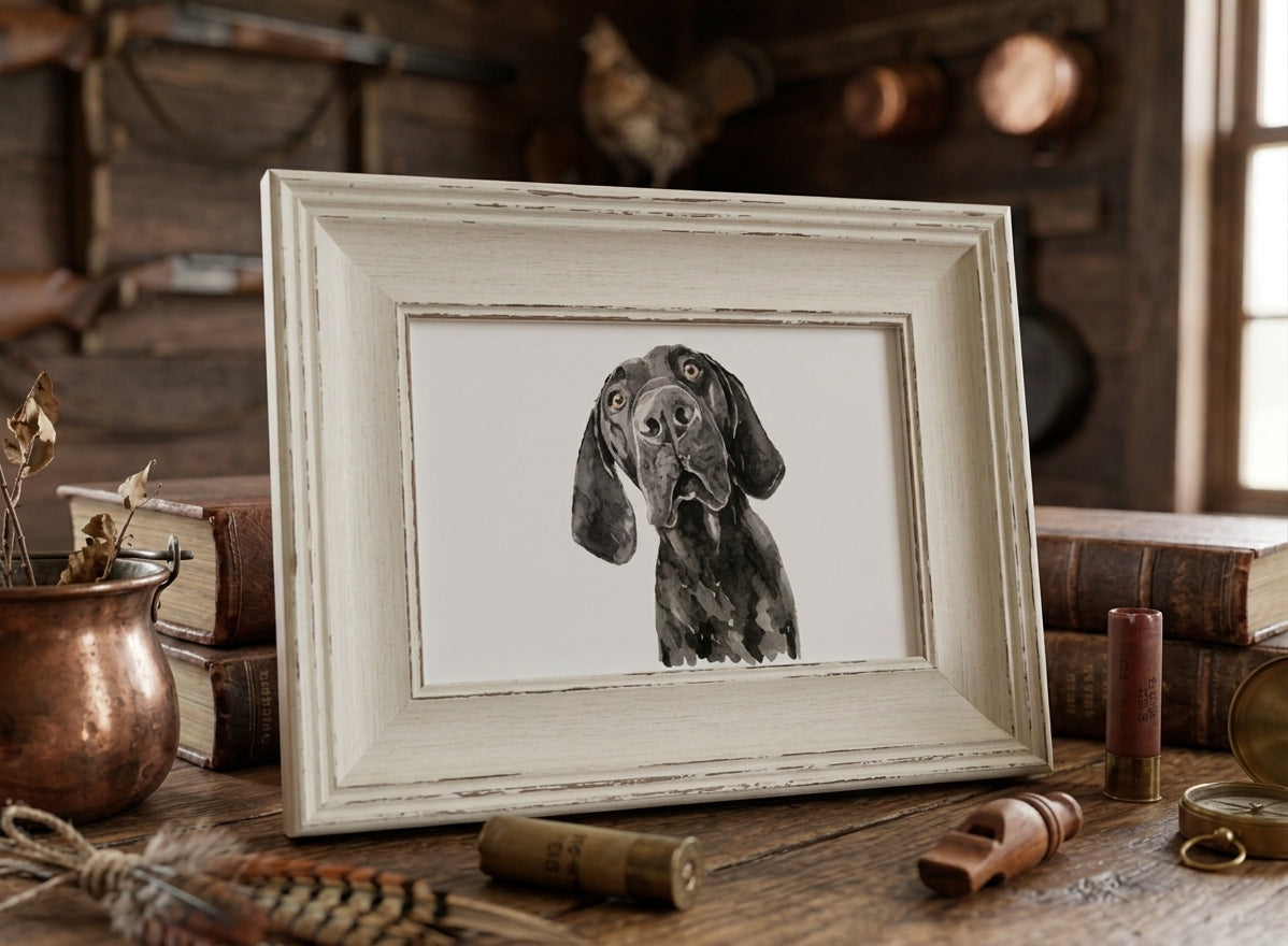 Black GSP Dog Mini Art Print | Framed Dog Art | Edswatercolours (Copy)