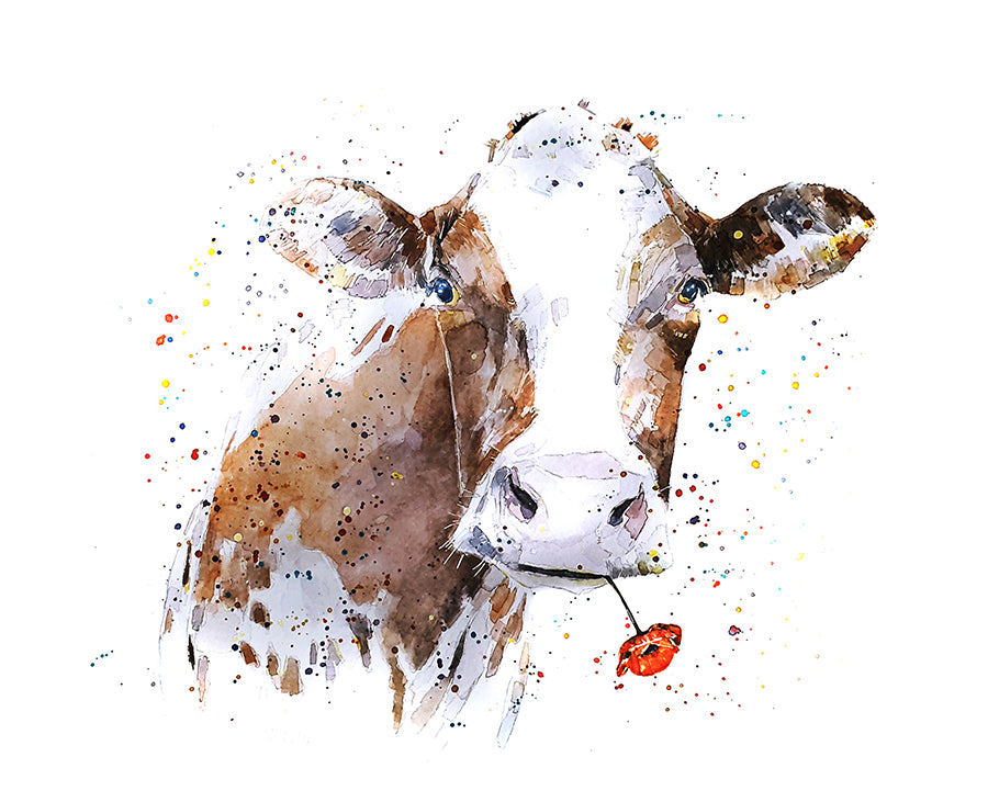 Holstein Fresian Cow  | Cow Lover Art Print | Edswatercolours