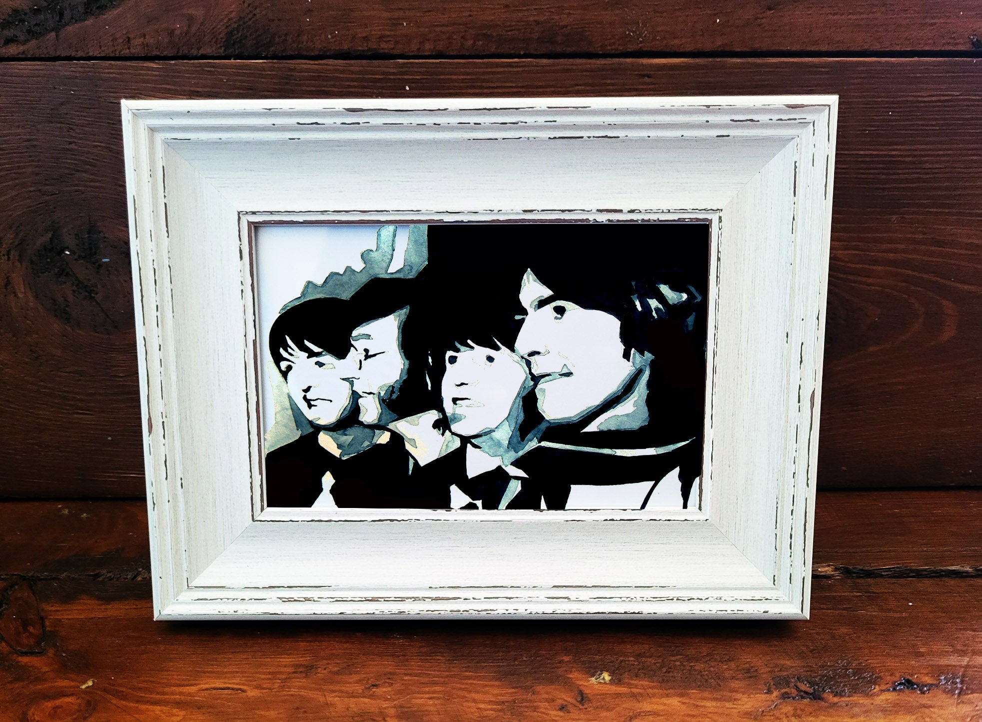 The Beatles Mini Art Print – 17x12cm of Framed Rock History. Mini The Beatles Desk Art