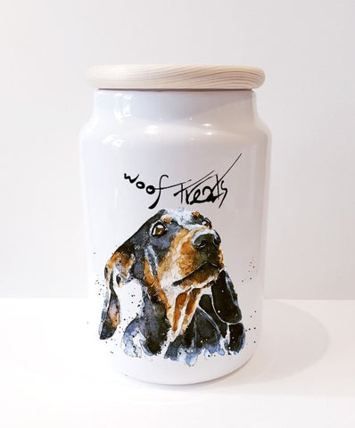Black and Tan Dachshund Ceramic Treats Jar.Dachshund canister,Dachshund dog treats jar, Dachshund Treats container,Dachshund snacks jar