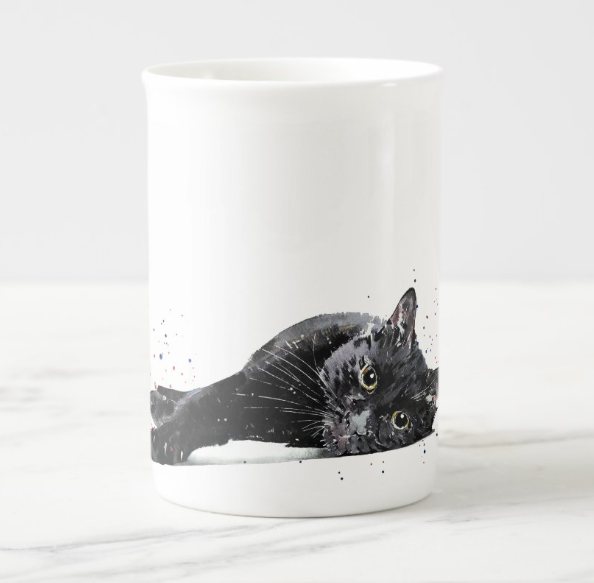 Black Cat Fine Bone China/Ceramic Kitten Mug | Cat Lover Gifts | Edswatercolours