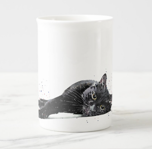 Black Cat Fine Bone China/Ceramic Kitten Mug | Cat Lover Gifts | Edswatercolours