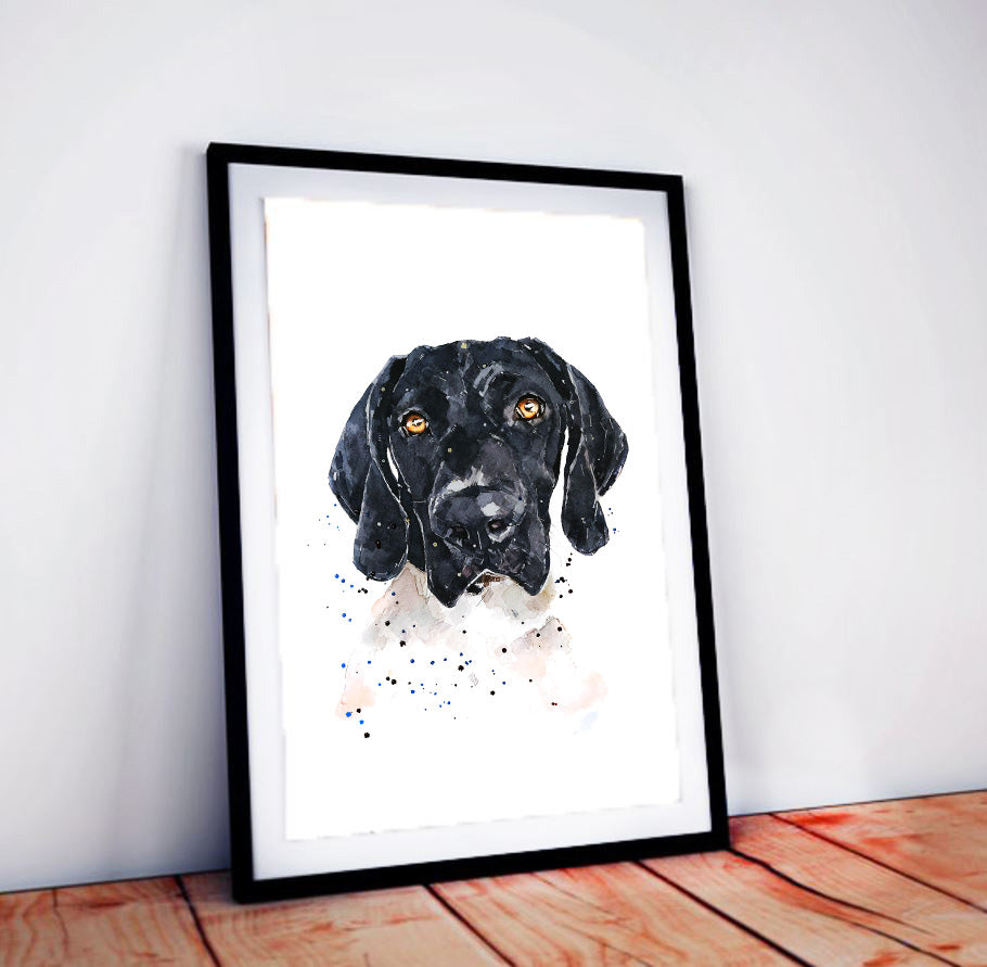 Black German Shorthaired Pointer | Dog Art Print | Edswatercolours