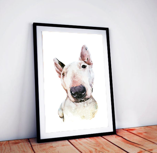 "White Bull Terrier (Version 2)" - Watercolour Original