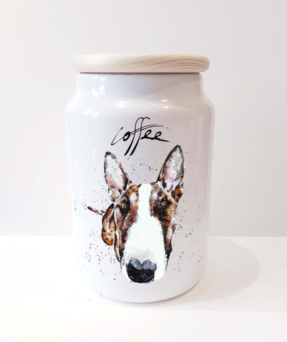 English Bull Terrier Ceramic Coffee Jar.