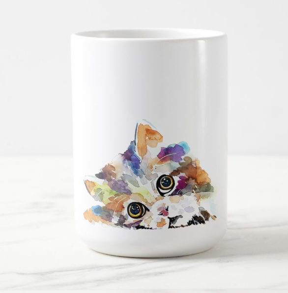Cute Cat Fine Bone China/Ceramic Kitten Mug | Cat Lover Gifts | Edswatercolours