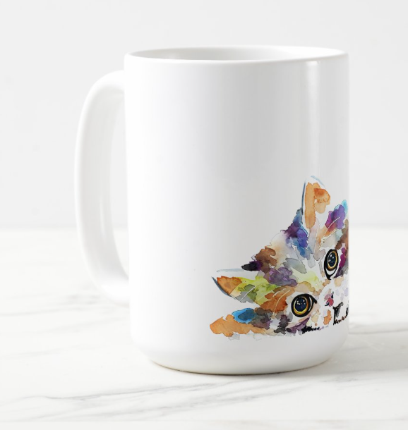 Cute Cat Fine Bone China/Ceramic Kitten Mug | Cat Lover Gifts | Edswatercolours