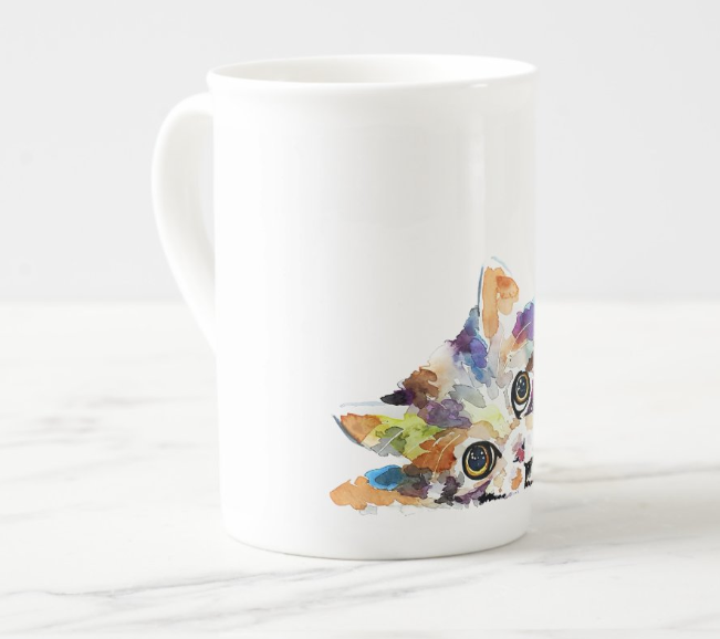 Cute Cat Fine Bone China/Ceramic Kitten Mug | Cat Lover Gifts | Edswatercolours