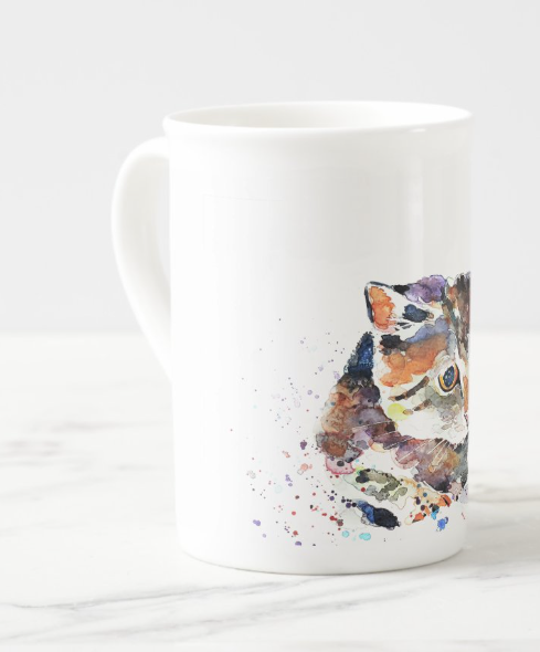 Cute Cat II Fine Bone China/Ceramic Kitten Mug | Cat Lover Gifts | Edswatercolours