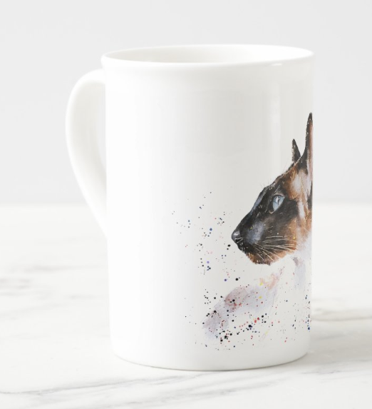 Cute Siamese Cat Fine Bone China/Ceramic Kitten Mug | Cat Lover Gifts | Edswatercolours