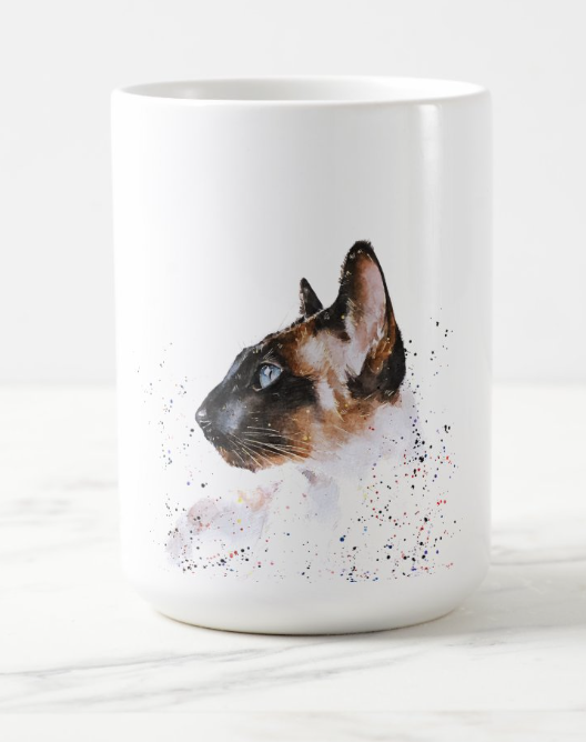 Cute Siamese Cat Fine Bone China/Ceramic Kitten Mug | Cat Lover Gifts | Edswatercolours