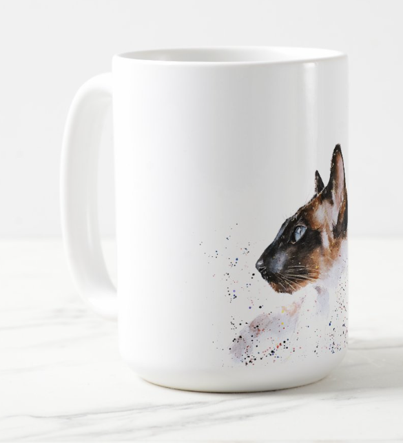 Cute Siamese Cat Fine Bone China/Ceramic Kitten Mug | Cat Lover Gifts | Edswatercolours