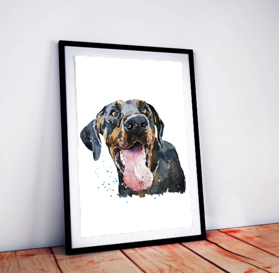 Doberman | Original Watercolour | Dog Lover Gift | Edswatercolours