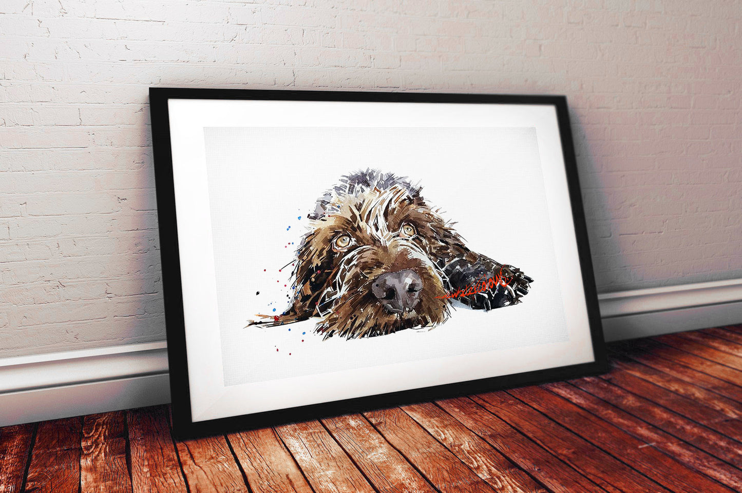 German Wirehaired Pointer Reclined | Dog Art Print | Edswatercolours
