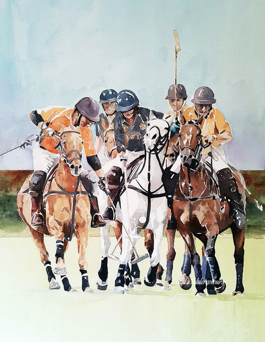 Ride off Polo" Print Watercolour.Polo rider watercolour, polo sport art, polo playing art, polo painting, polo female player, polo wall art