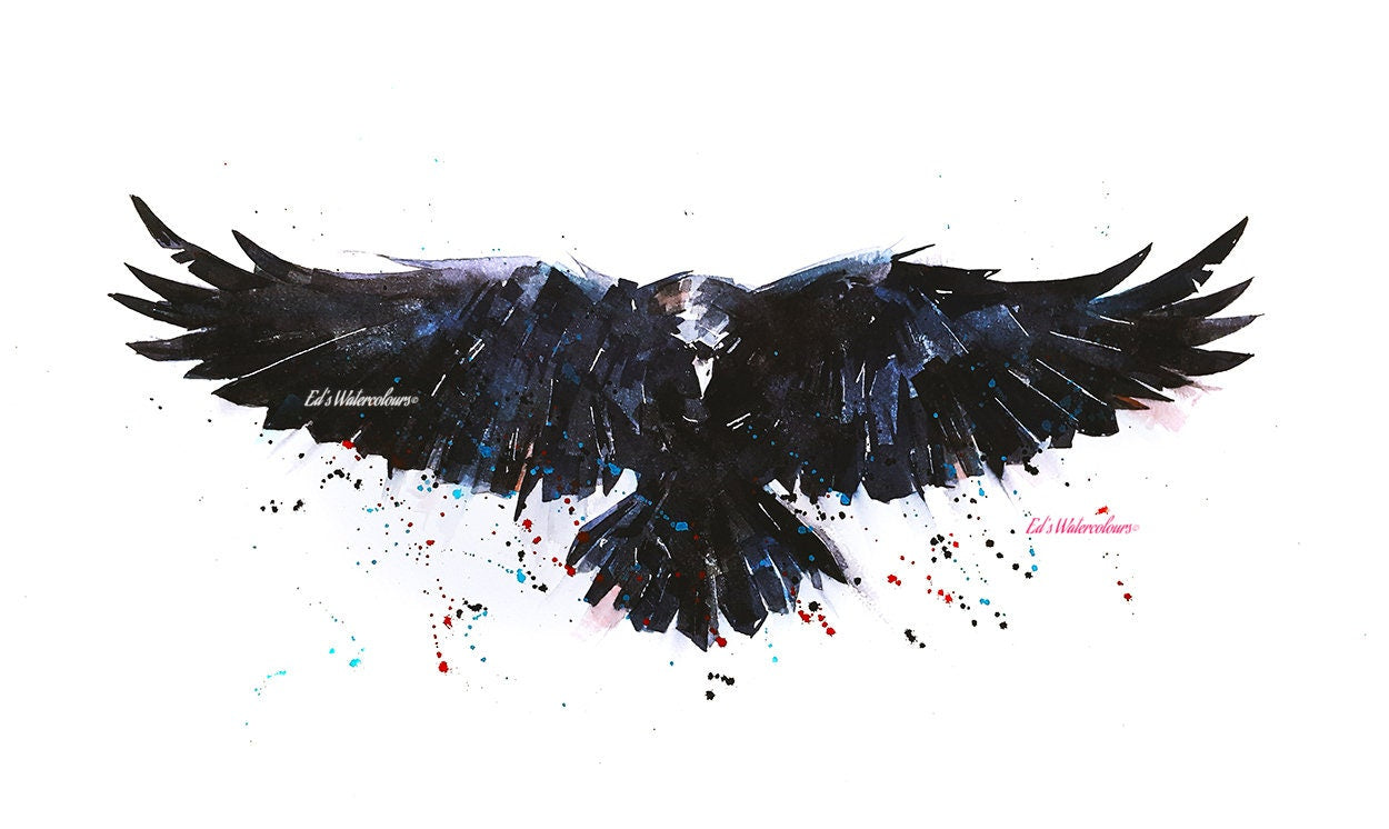 Raven Watercolour Art Print | Bird Lover Gift | Edswatercolours