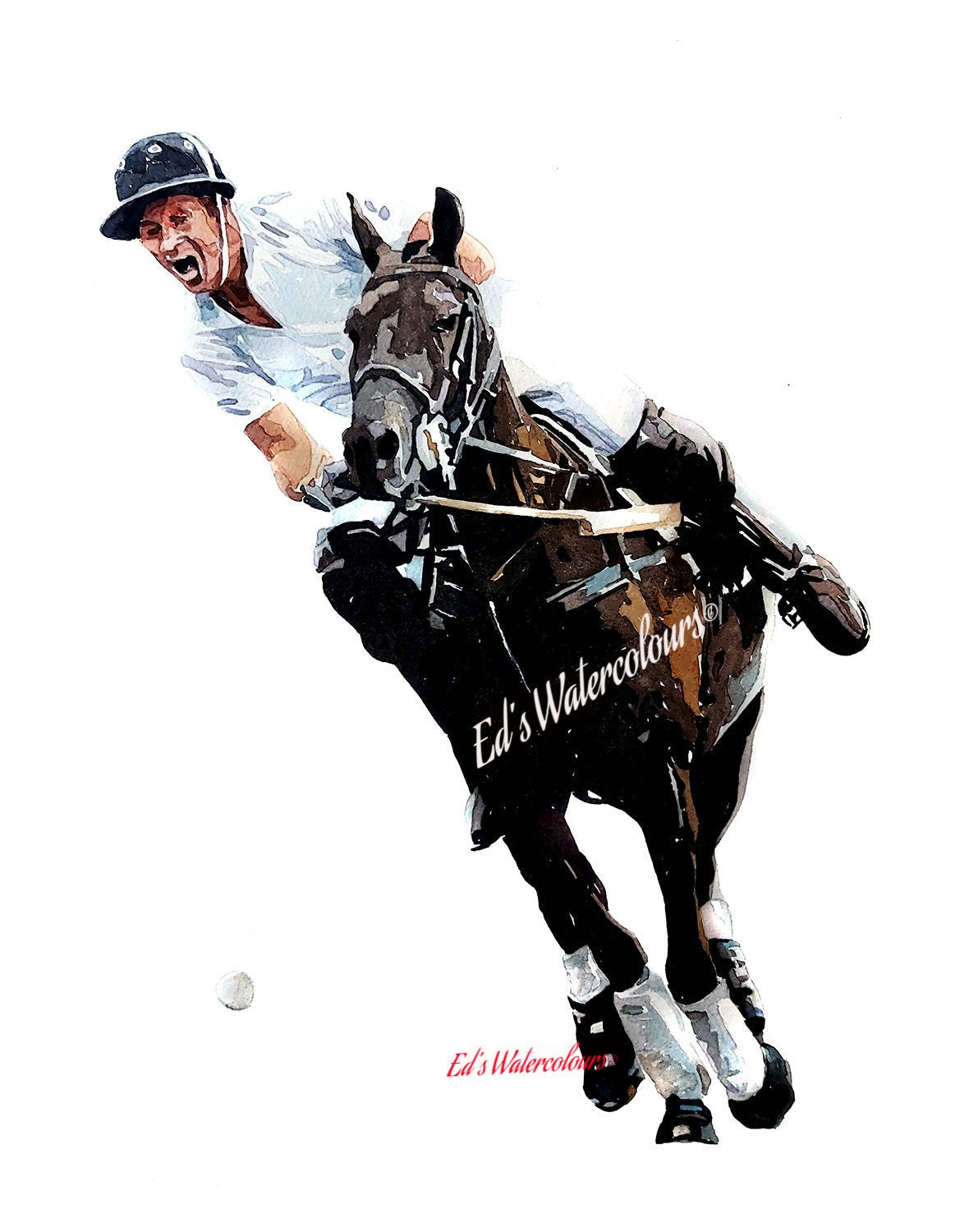Polo Sport of Kings "Print Watercolour.Polo rider watercolour,polo sport art, polo playing art,polo painting, polo male player,polo wall art