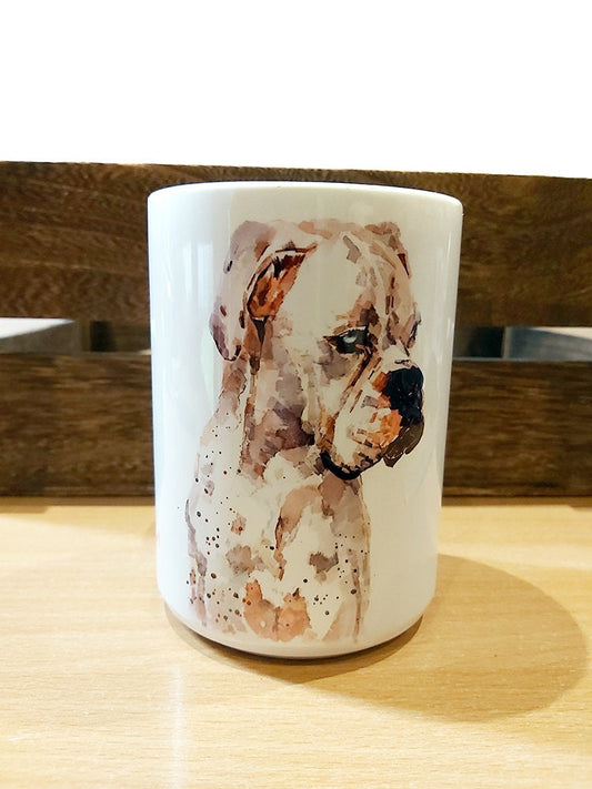 White Boxer Ceramic Mug 15oz | Dog Lover Gift | Edswatercolours