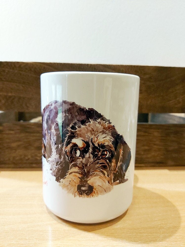 Wirehaired Dachshund Version II Ceramic Mug 15oz | Dog Lover Gift | Edswatercolours