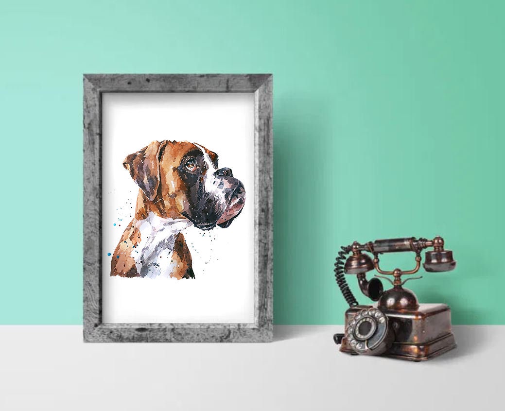 Fawn Boxer Dog-The Thinker - Boxer dog Print,Boxer dog Watercolour,boxer dog art,Boxer dog decor