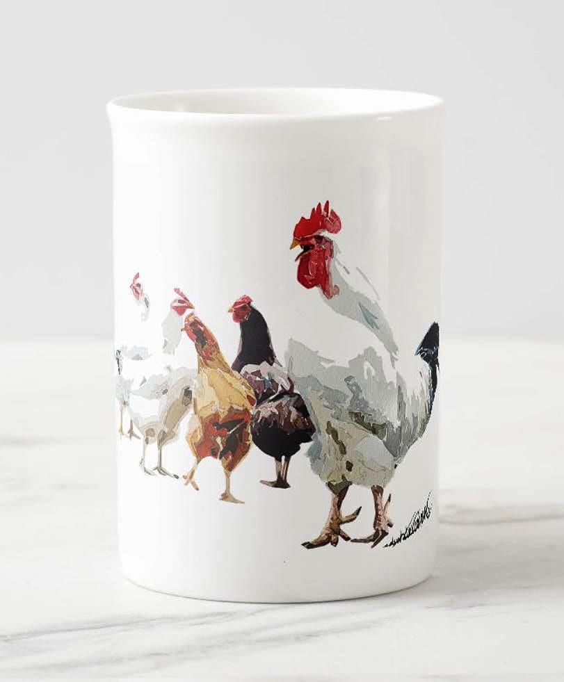 Chickens Windsor Fine Bone China Mug 10oz | Gift | Edswatercolours
