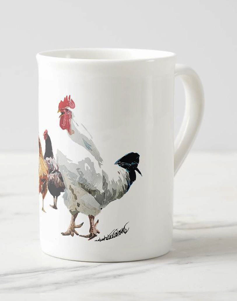Chickens Windsor Fine Bone China Mug 10oz | Gift | Edswatercolours
