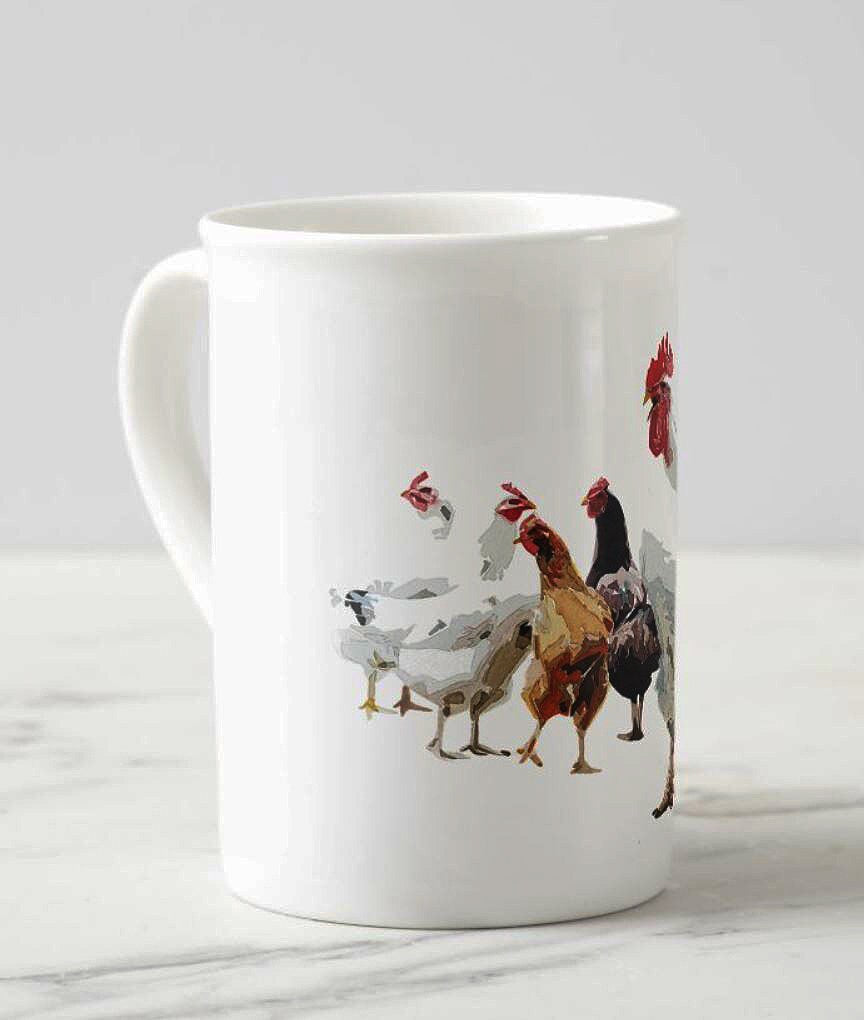 Chickens Windsor Fine Bone China Mug 10oz | Gift | Edswatercolours