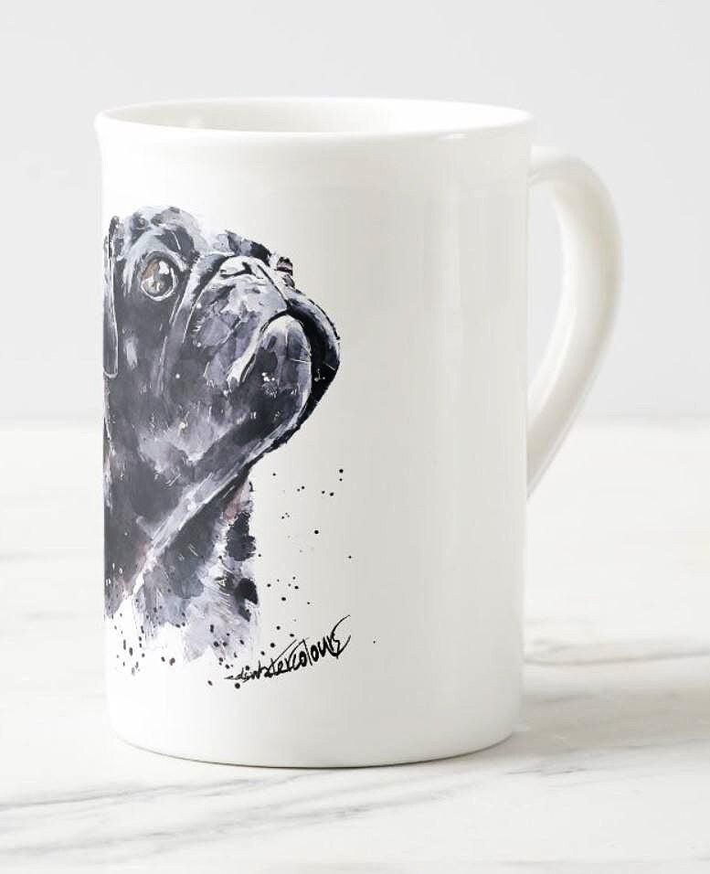 Pug Windsor Fine Bone China Mug 10oz | Dog Lover Gift | Edswatercolours