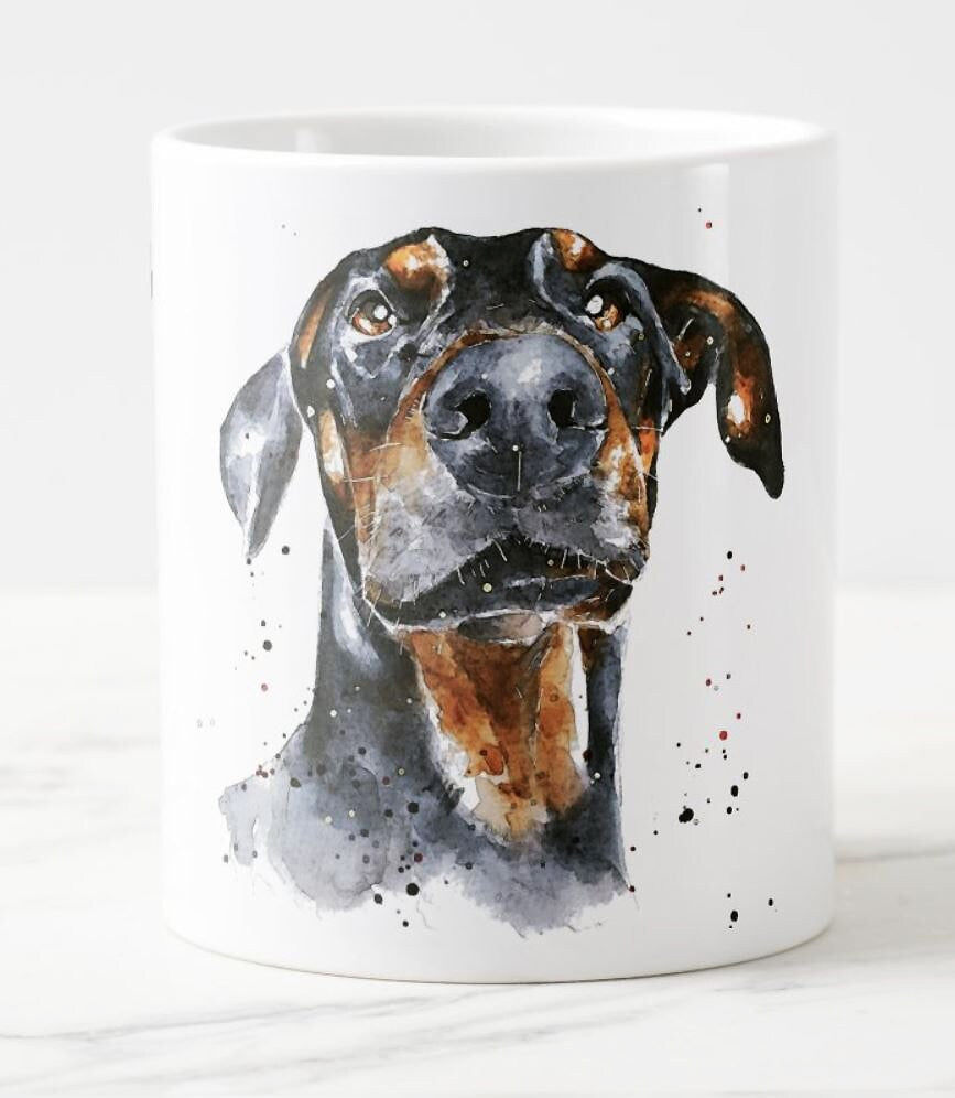 Doberman Version IV Ceramic Mug 15oz | Dog Lover Gift | Edswatercolours