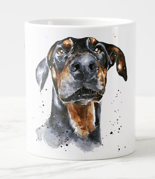 Doberman Version IV Ceramic Mug 15oz | Dog Lover Gift | Edswatercolours