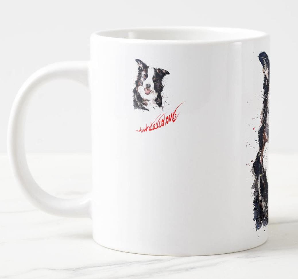 Border Collie Ceramic Mug 15oz | Dog Lover Gift | Edswatercolours