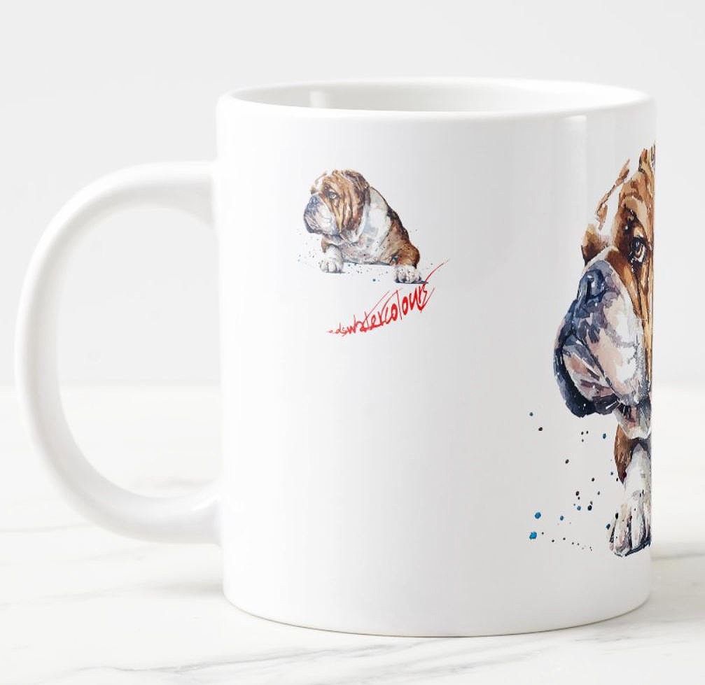 English Bulldog Ceramic Mug 15oz | Dog Lover Gift | Edswatercolours