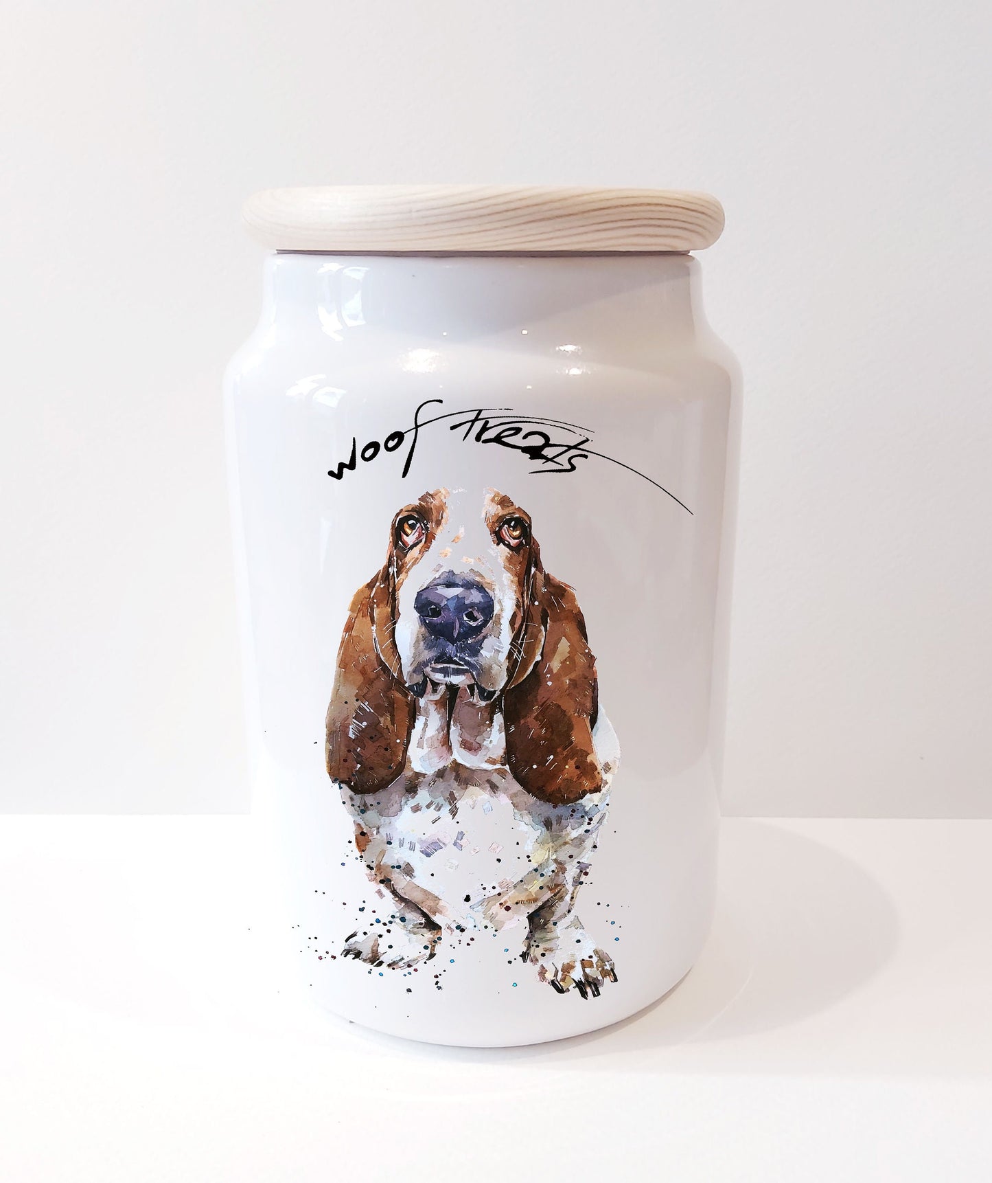 Basset Hound Ceramic Treats Jar | Dog Treat Canister | Edswatercolours