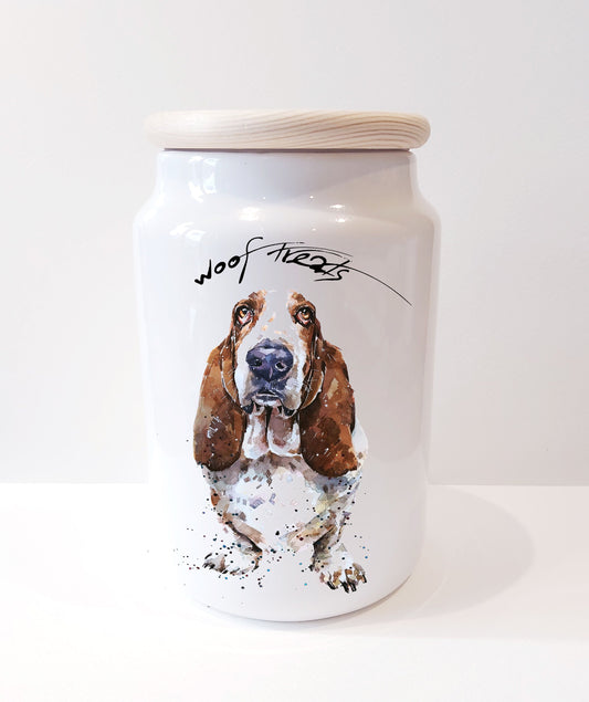 Basset Hound Ceramic Treats Jar | Dog Treat Canister | Edswatercolours