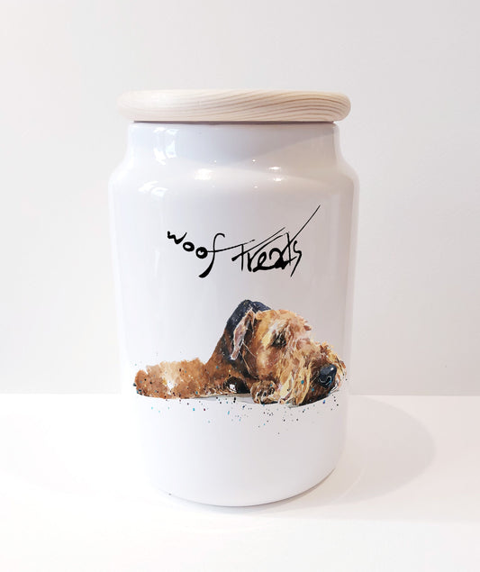 Airedale Terrier 2 Ceramic Treats Jar | Dog Treat Canister | Edswatercolours