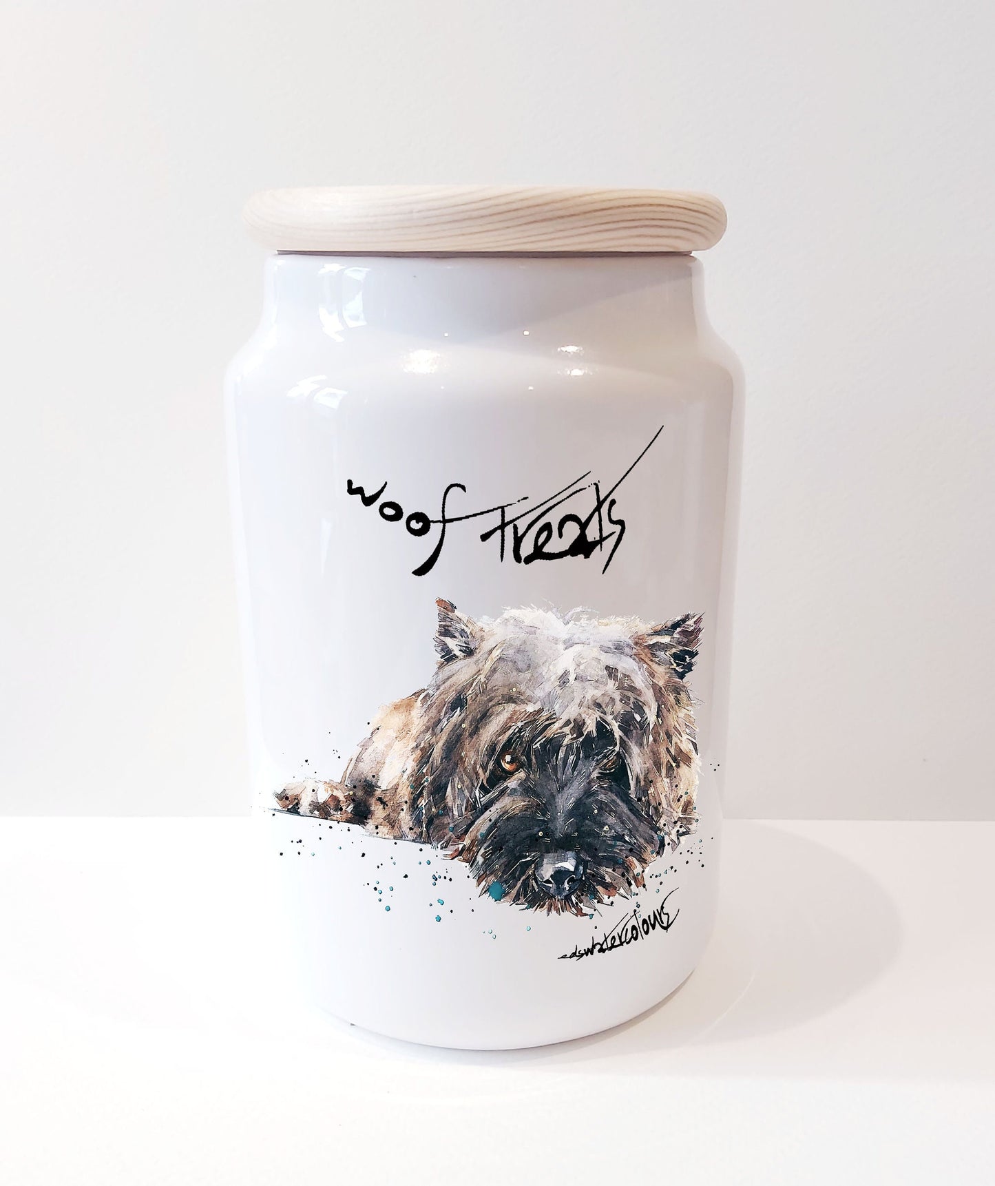 Cairn Terrier 2 Ceramic Treats Jar | Dog Treat Canister | Edswatercolours