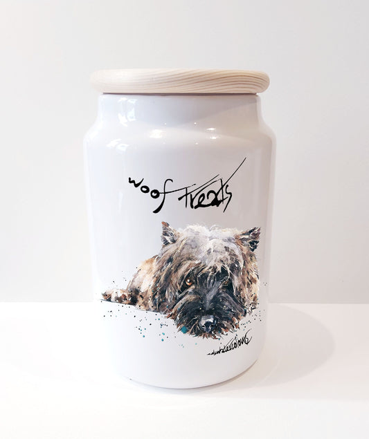 Cairn Terrier 2 Ceramic Treats Jar | Dog Treat Canister | Edswatercolours